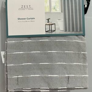 Threshold Gray Textured Stripe Shower Curtain